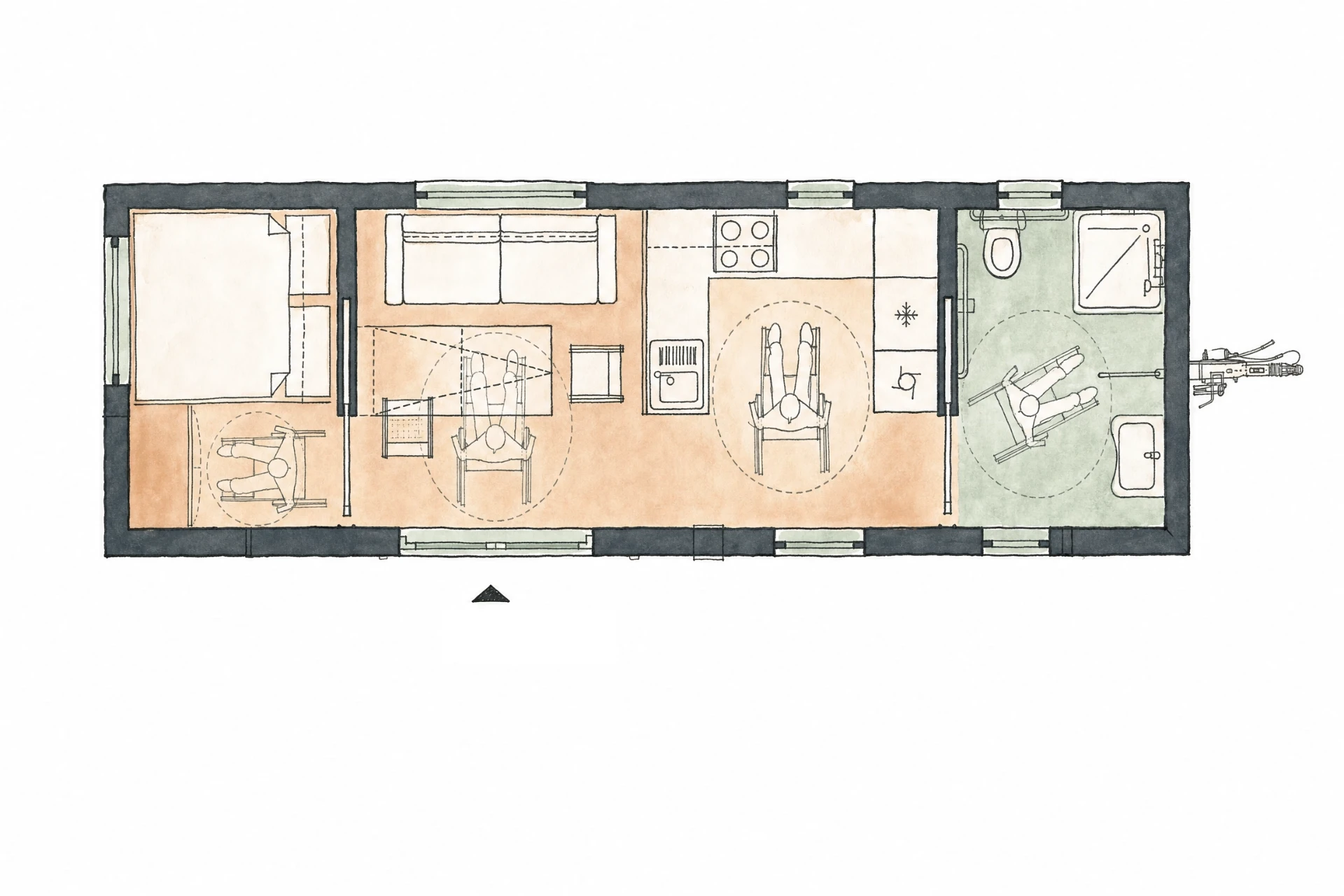 Grundriss Kolos Island 60 – rollstuhlgerechte Variante